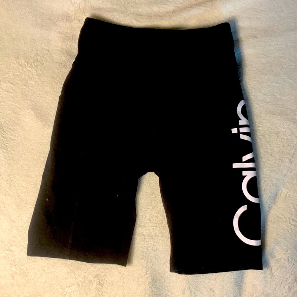 Black Calvin Klein biker shorts stretchable waistband and two pockets